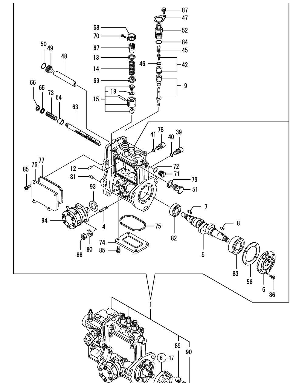 Yanmar Engine Fuel Injection Pump Diagram and Parts List for 46G 4X4-1I029Z-1H020Z-37BKD710 Cub Cadet Lawn Tractor Accessories
